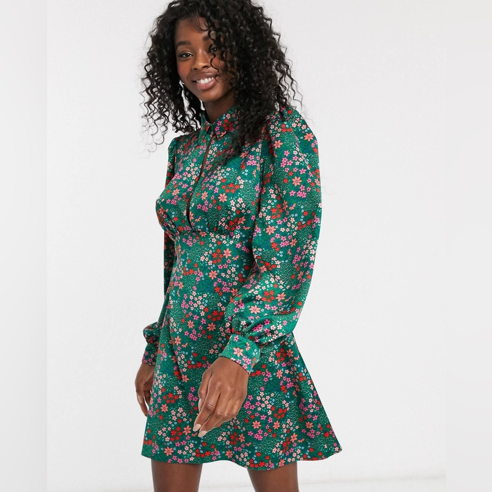 Asos satin tea dress retro floral